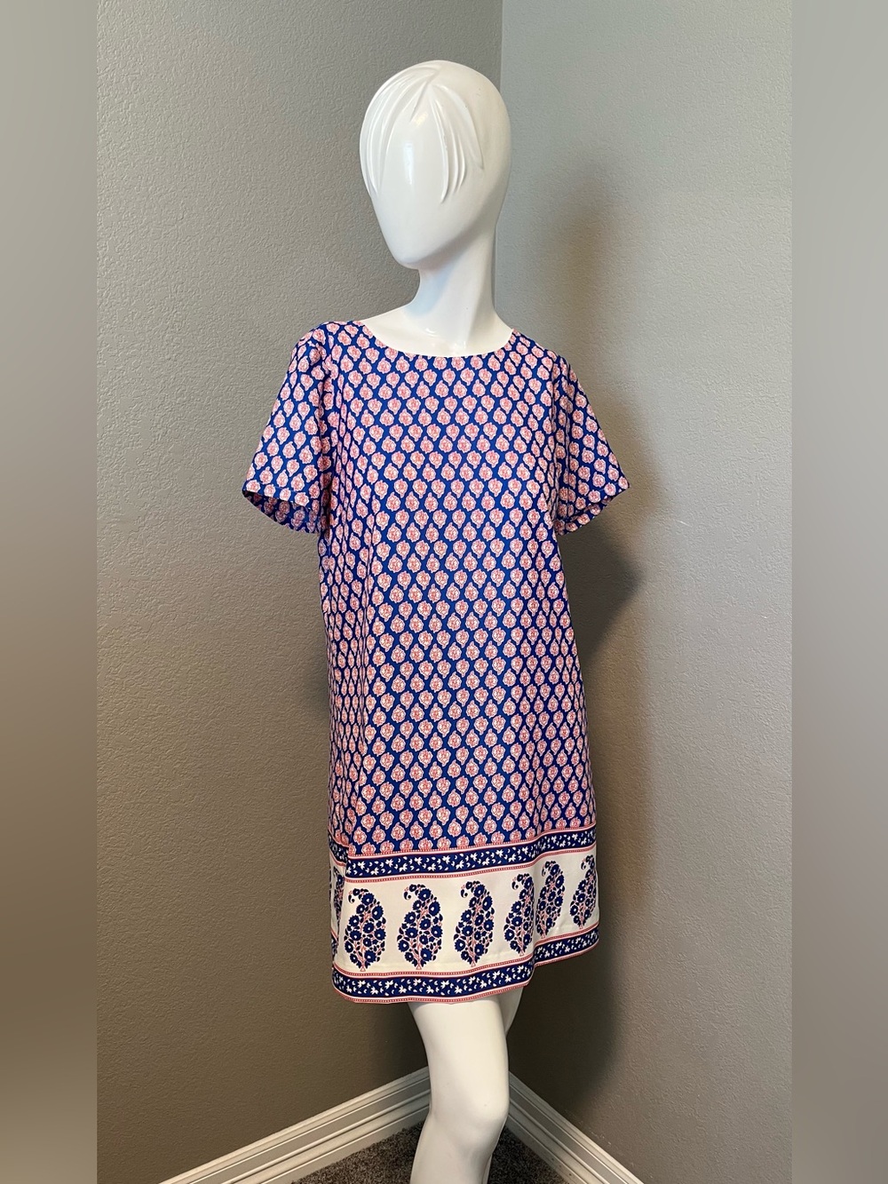 J. CREW Women’s Navy / Pink Paisley Print Gallery Shift SS Mini Dress Size 6